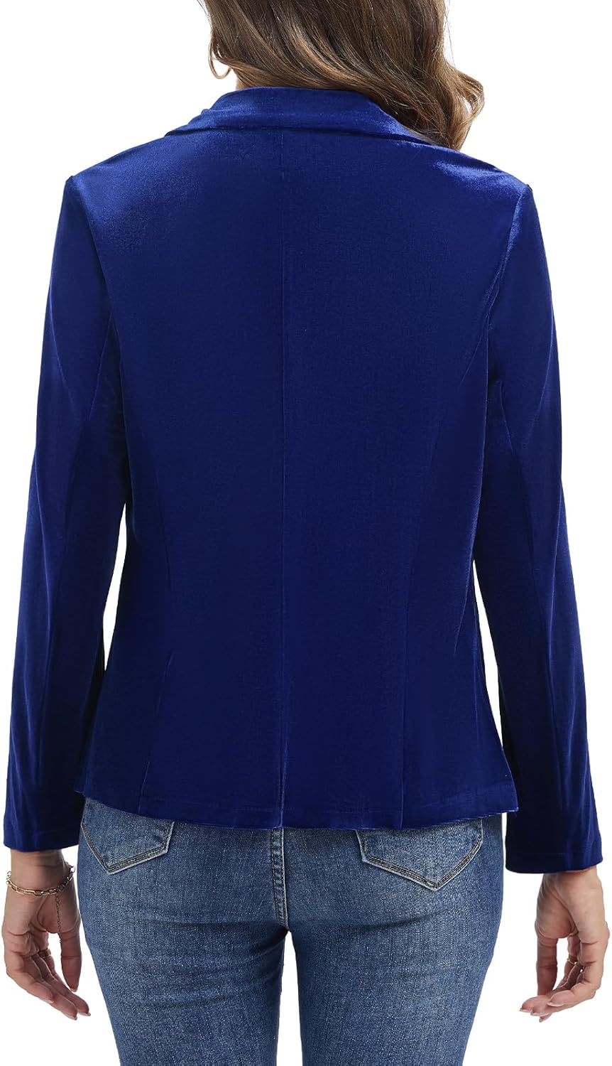 MINTLIMIT Womens Velvet Blazers Button Front Long Sleeve Jacket Coat Casual Blazer Suit Cardigan Formal Work Office,S,Royal Blue