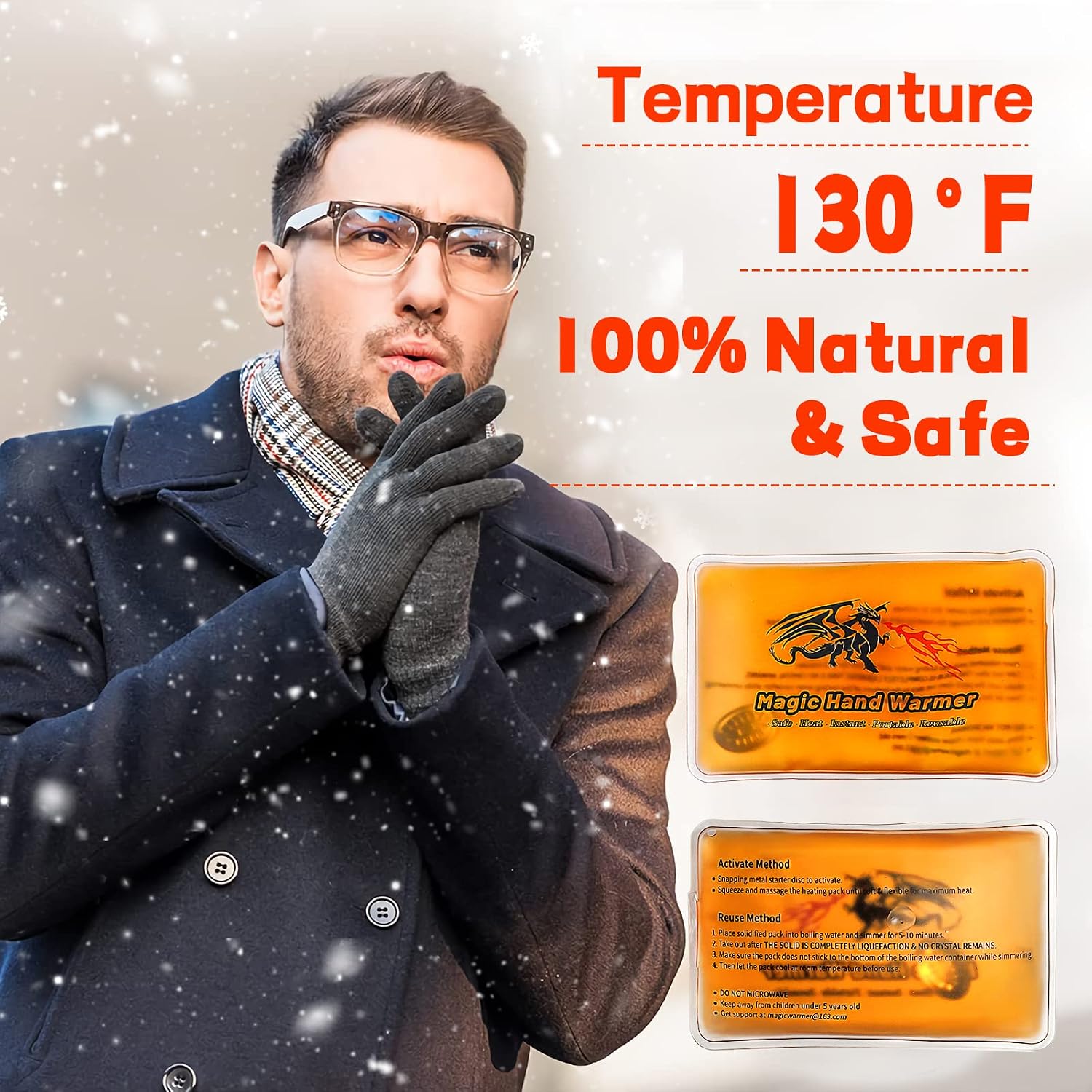 8 Pack Magic Hand Warmers, Reusable Snap Heat Packs, Reusable Pocket Hand Warmers, Portable handwarmers Used for Outdoor, Indoor, Working, Studying, Camping, Warm Gifts for Adults or Kids