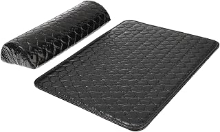 IWOWHERO Almohadilla de Cuero PU para Manicura Cojín Reposamanos con Diseño de Líneas Forma de Suave y Lavable para Salón y Profesional de de Uñas Color Negro