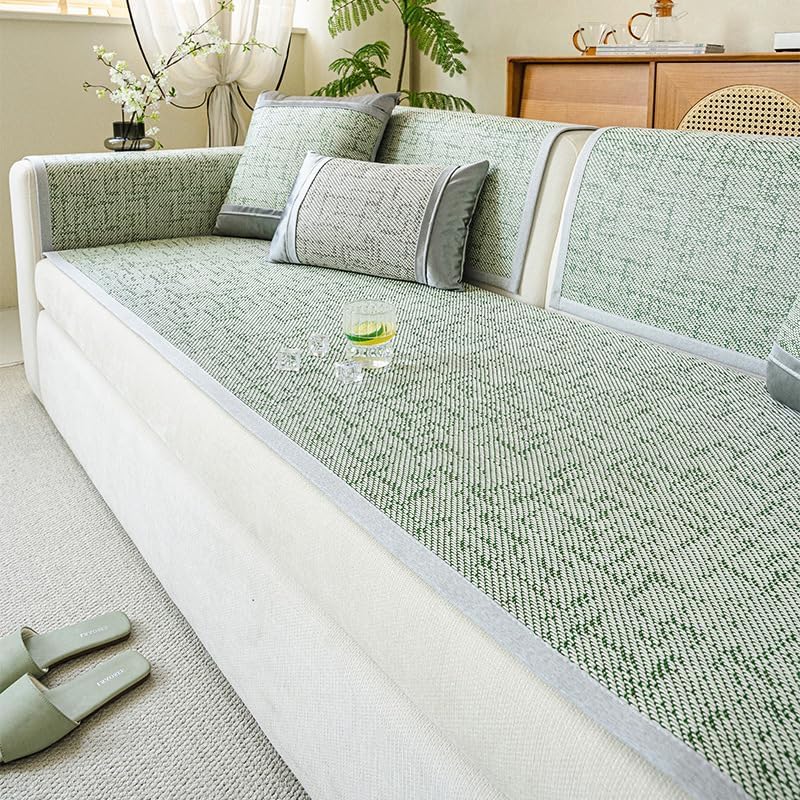 Canapé d'angle en U impeccable : housse de coussin verte 80x180 cm résistante aux chiens