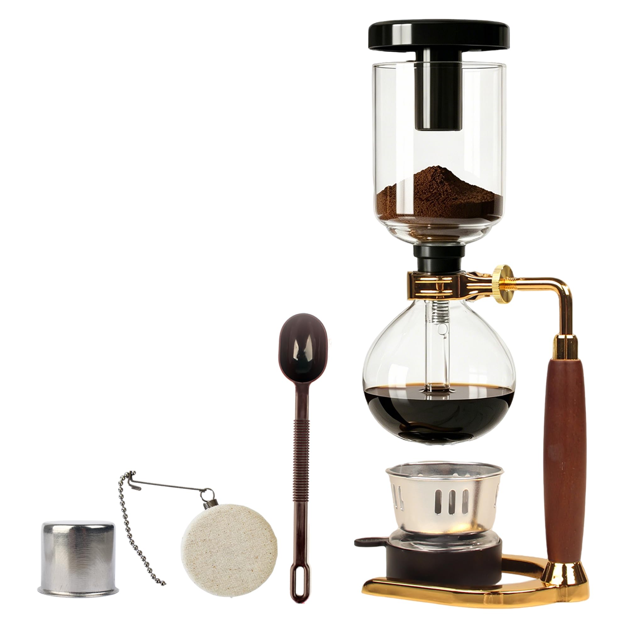 Siphon Coffee Maker 3-Cup Tabletop Glass Brewer Vacuum Coffee Maker