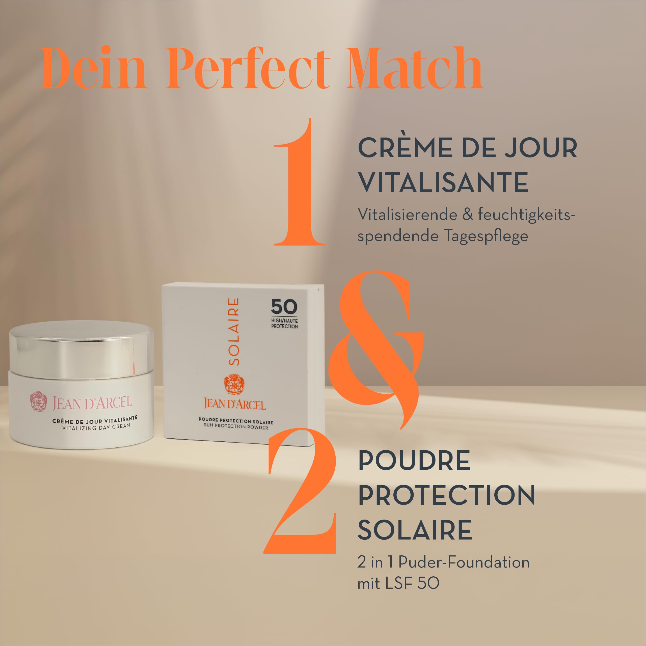 JEAN D'ARCEL SOLAIRE poudre protection solaire n° 2 – Poudre de soleil mate SPF 50 pour une finition parfaite – Avec filtre UVA et UVB – 9,5 g