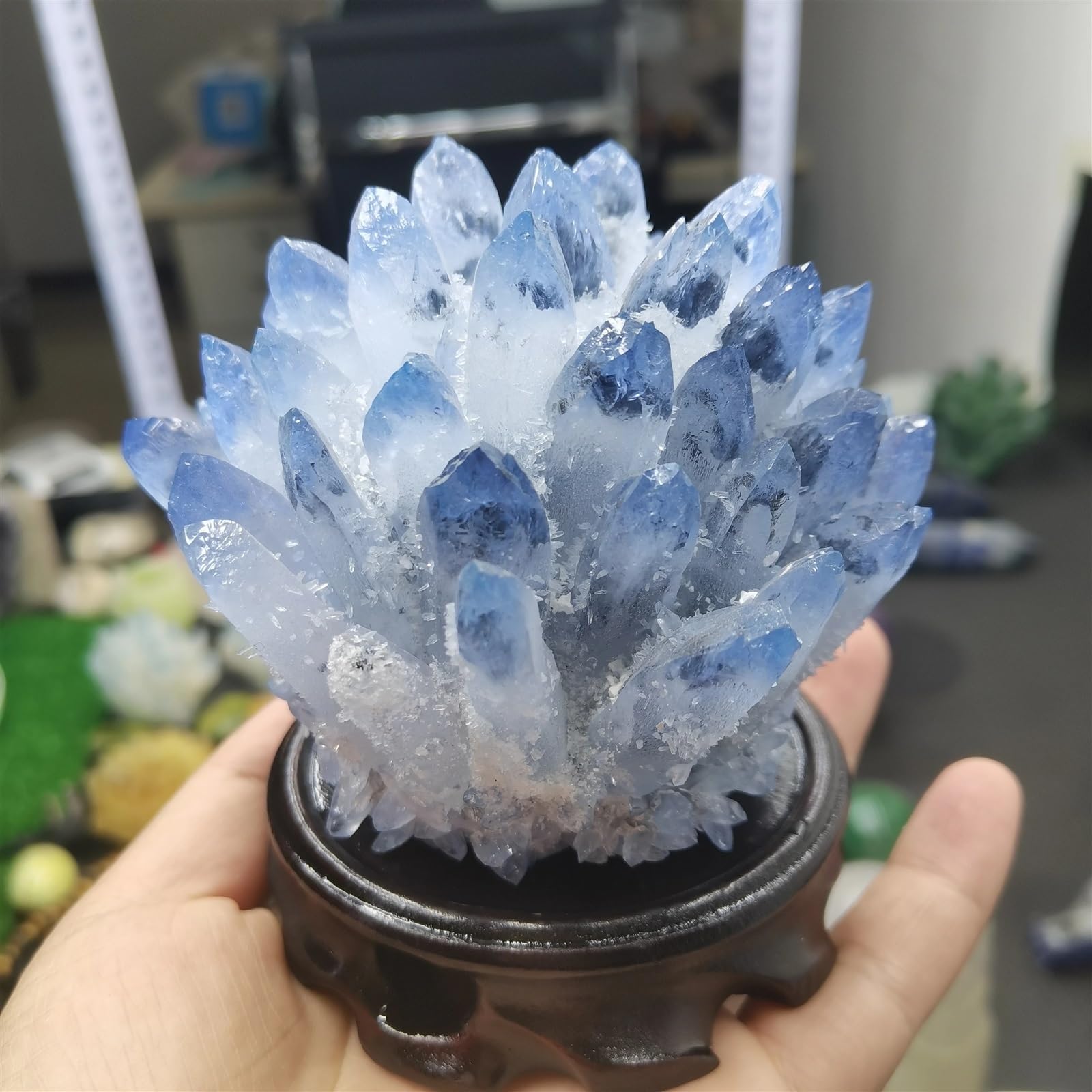 KJEBVHIRS Blue Ghost Phantom Quartz Crystal Cluster Home Office Decoration Gift Ornaments (Size : 700-800g)