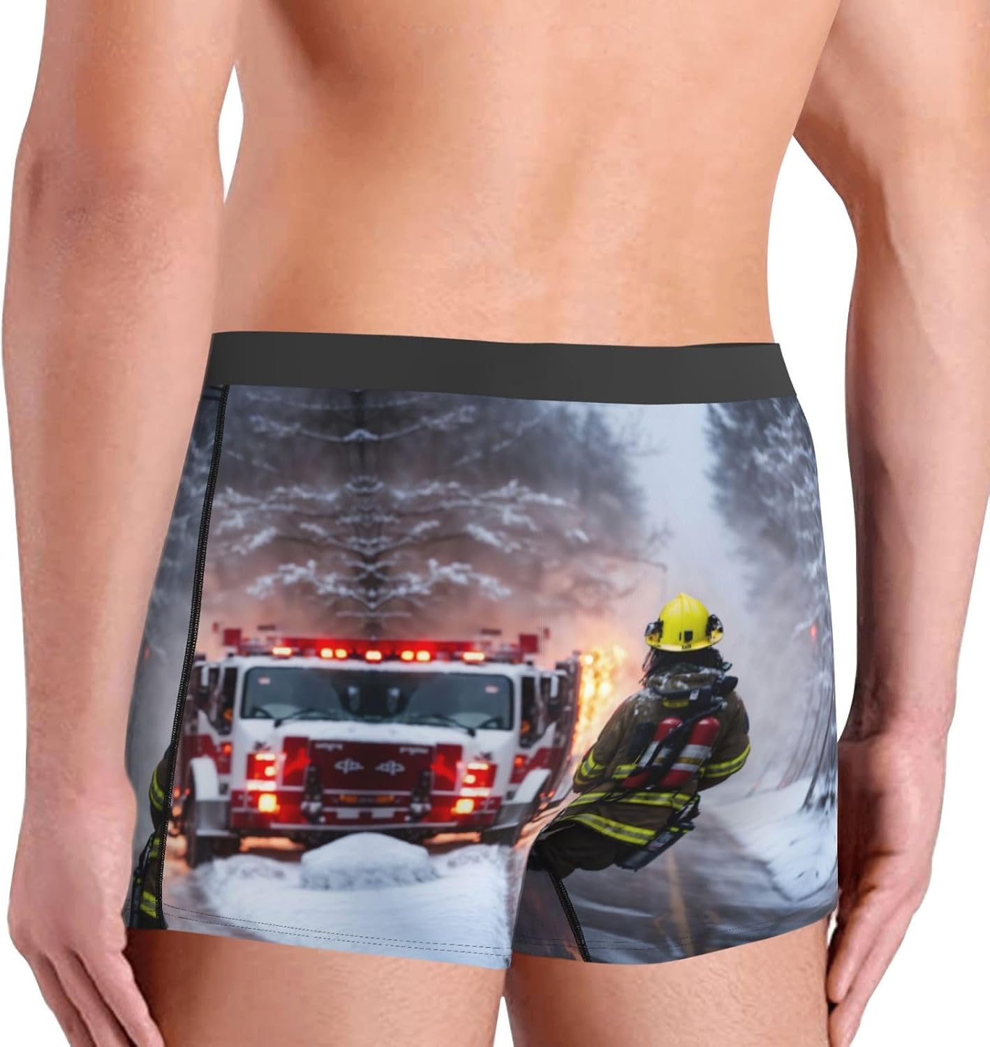 Firefighter Fireman Flame print Men's boxers, men's stretch leggings shorts Soft breathable boxer underwear