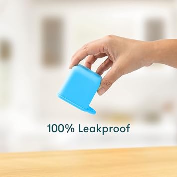 OmieBox (6 pack) Leakproof Dips Containers To Go, Salad Dressing Container, Condiment Container with Lids - Food Safe Silicone - 4 ounces (Blue/Lime)