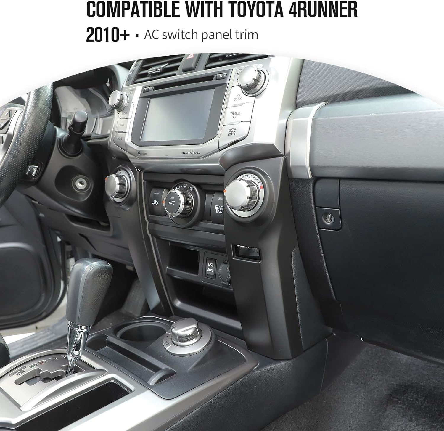 JeCar Air Conditioner Switch Panel Cover ABS Interior Decoration Trim Compatible with Toyota 4Runner 2010-2019, Matte Black