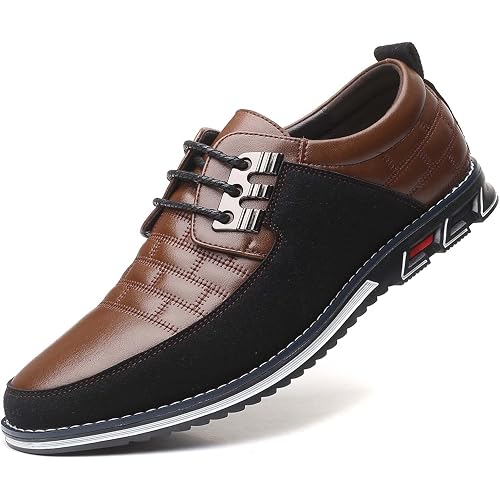 Mens Dress Shoes Casual Business Oxford Derby Orthopedic Leather Shoes Simple Lace-up Walk Loafers Flats Shoes for Men