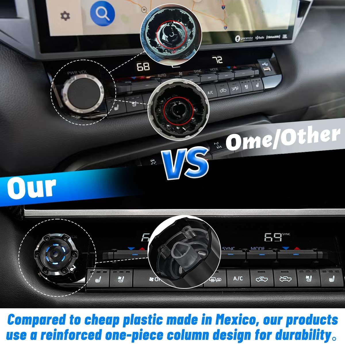 Radio Knob with 14" Display,Billet Aluminum Display Volume Power Knob Control Replacement Interior Accessory for Toyota Tundra for Totota Sequoia 2022-2025