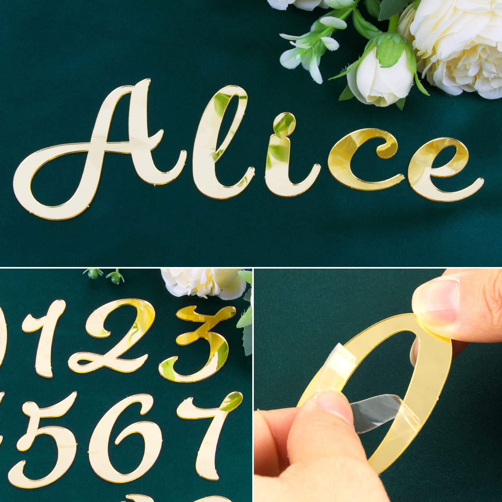 64 Pcs Acrylic Number Alphabet Cake Topper Mirror Number 0-9 And Alphabet A-Z Personalized Cake Picks Decor Picks Cake Letters For Anniversary Wedding Baby Shower Party Cake Decorations