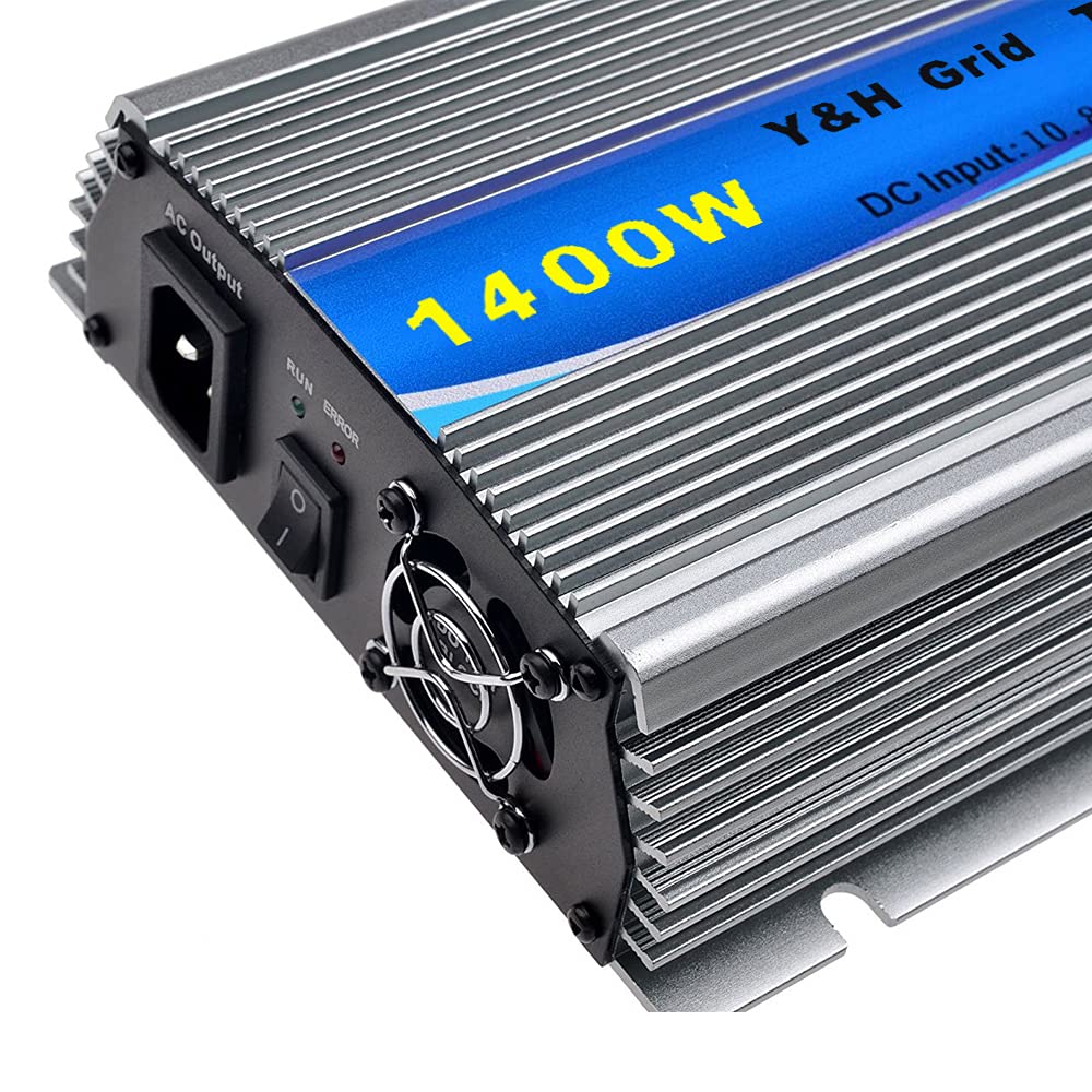 Y&H 1400W Onduleur réseau DC10.8V-30V à AC190-260V Micro onduleur relié au réseau pour 12V Panneaux solaires