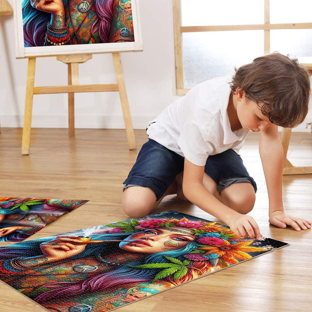 Puzzles de 2000 pièces pour Adultes La Reine en Fleurs Réduction du Stress intéressante Renforcer l'amour Entre Les Couples 70x100cm