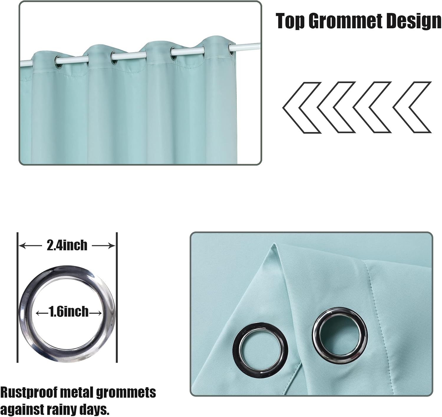 BONZER Waterproof Outdoor Patio Curtains - Thermal Insulated, Sunlight Blocking Weatherproof Grommet Outside Curtains for Porch, Pergola, Cabana, Balcony, 1 Panel, 52W x 84L inch, Seafoam