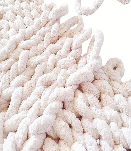 Miniatura 3 de Paquete de 8 hilos de felpilla gruesos para manta, color blanco, supervoluminoso, suave, grueso, esponjoso, gigante, lavable, de poliéster grande