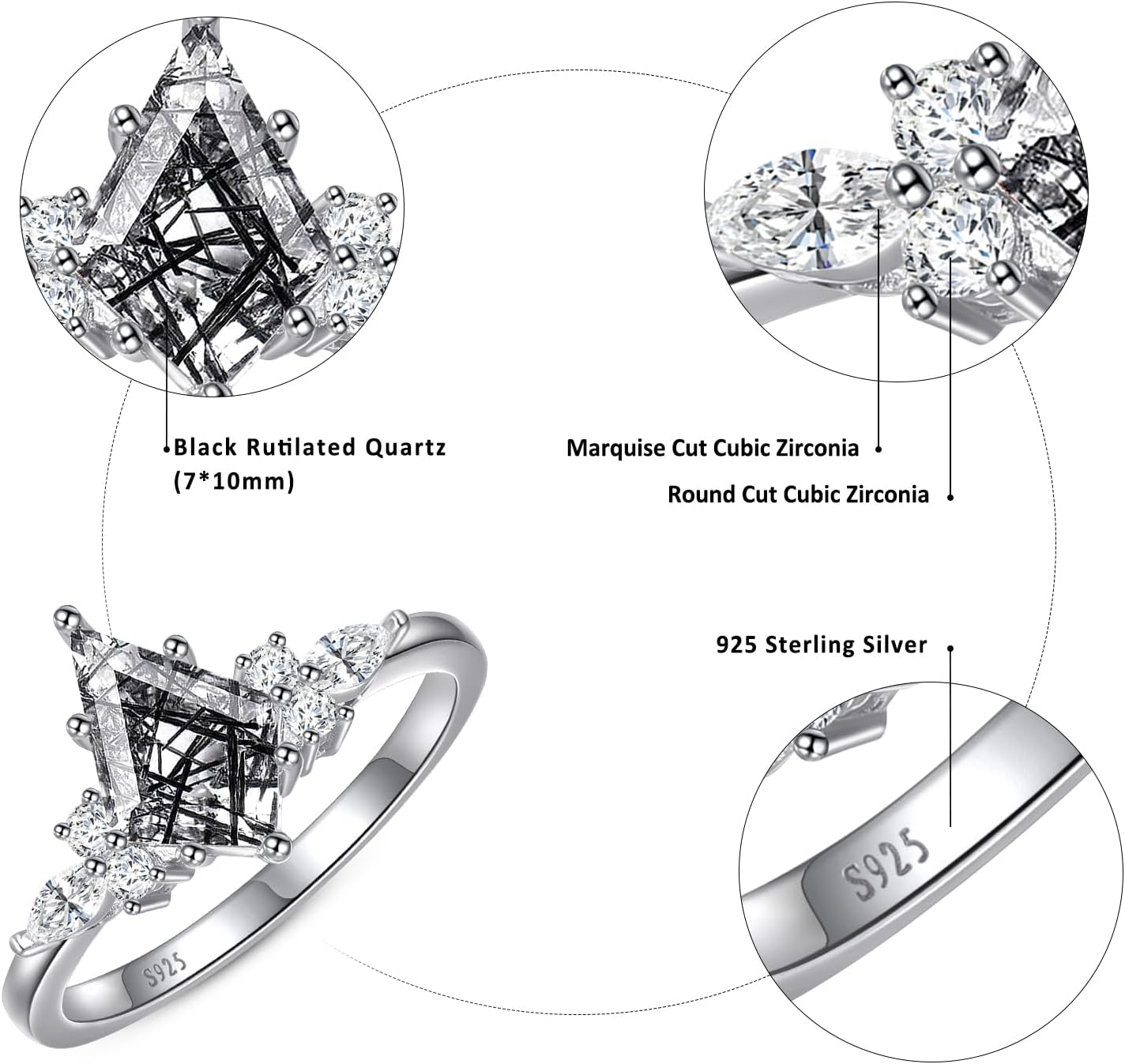 Natural Gemstone Rings Sterling Silver Engagement Rings for Women Kite Cut Lapis Lazuli Wedding Rings Lapis Lazuli Promise Ring Gift For Valentine's Day Size 5-9