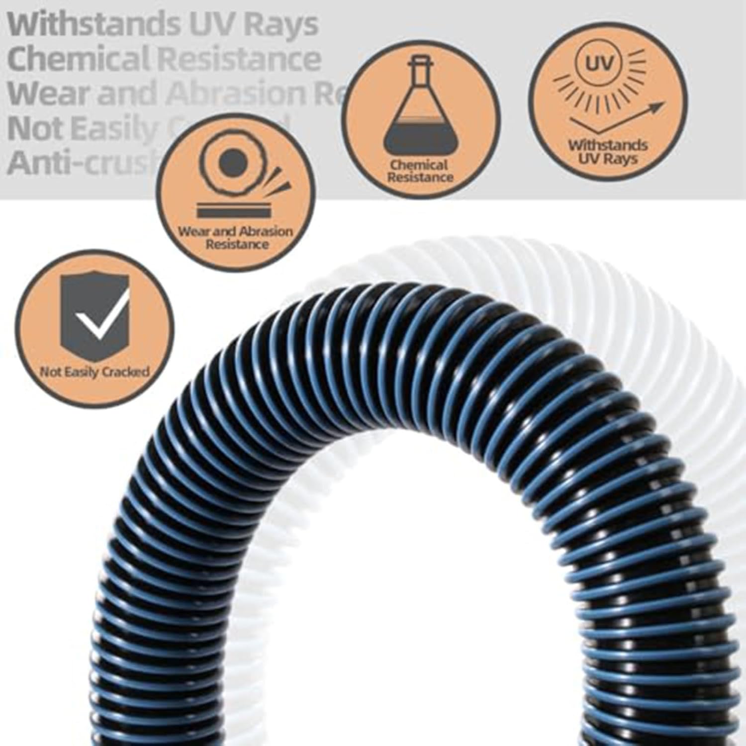 Premium 1.5 Inch 5 Ft Pool Filter Pump Hose Set - Durable, Leakproof, Complete Hose Kit for Above Ground Pools