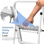Soctone 2 Step Ladder, Lightweight Folding Step Stools for Adults with Anti-Slip Pedal, Portable Sturdy Steel Ladder with Handrails, Perfect for Kitchen & Household, 330 lbs Capacity, White