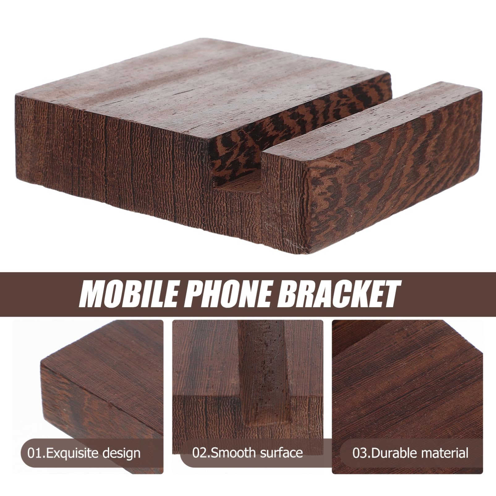 Hemobllo 3pezzi Supporto Telefonico Decorativo Multi-funzione Di Noce Porta Cellulare Da Scrivania Design Ergonomico Per Video e Videochiamate Accessorio Pratico Per Smartphone