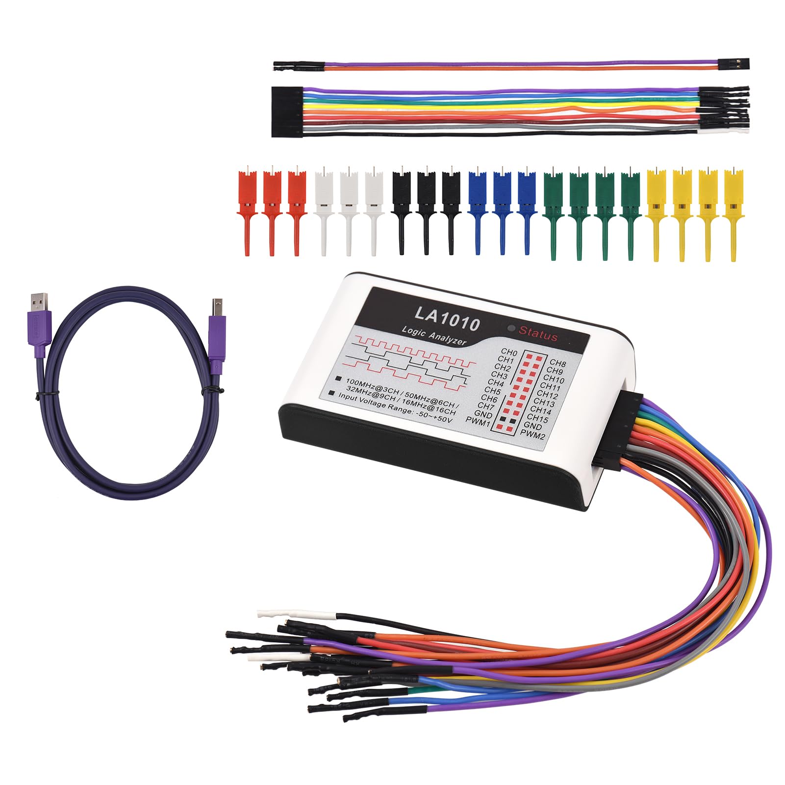 USB Logic Analyzer, USB Logic Analyzer Device, 16 Eingangskanäle 100 MHz mit dem englischen PC -Software -Handheld -Instrument