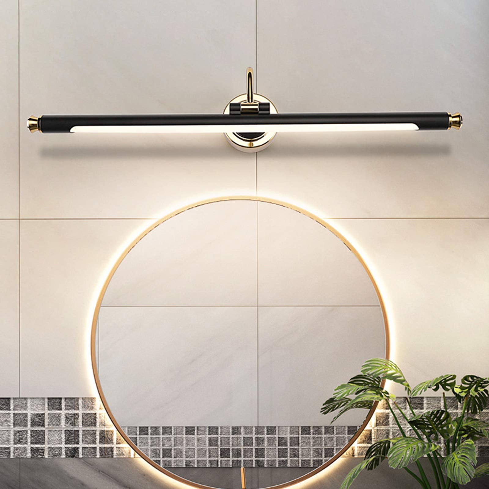 Łazienka LED Lustro Przednie światło 4000K Neutralny biały Vintage LED Vanity Mirror Lights IP44 Wodoodporna czarno-złota lampa lustrzana do kąpieli Regulowane oświetlenie obrazu LED do umywalki,