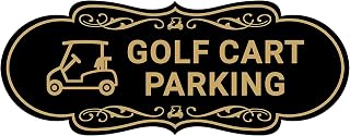 Signs ByLITA Designer Golf Cart Parking Sign (Black Gold) - Large
