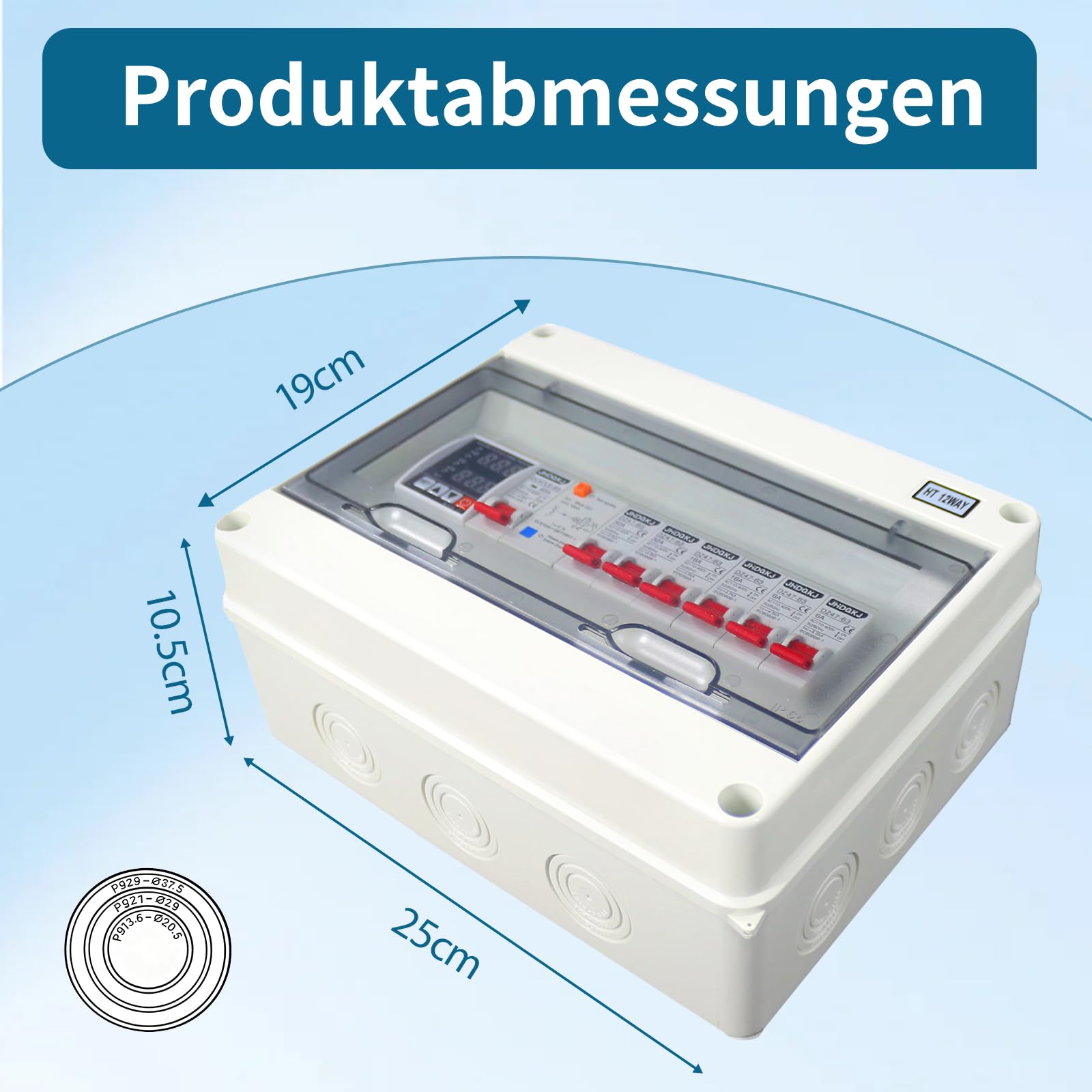 Sicherungskasten Aufputz, Verteilerkasten mit FI-Schutzschalter überspannungsschutz, 2 * 32A, 2 * 16A, 2 * 6A AC Trennschalter, IP65 Stromverteilerkasten für Werkstatt, Garage, Wohnmobile