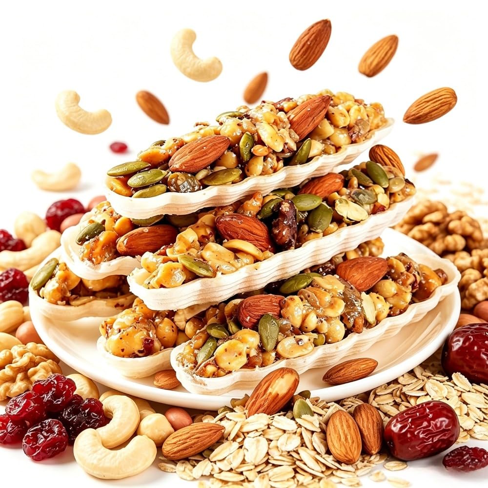 Mixed Cashew Nut Energy Bars with Oats & Dried Fruits, All Natural No Extra Additives, Individually Wrapped Healthy Snack 120g (120g)