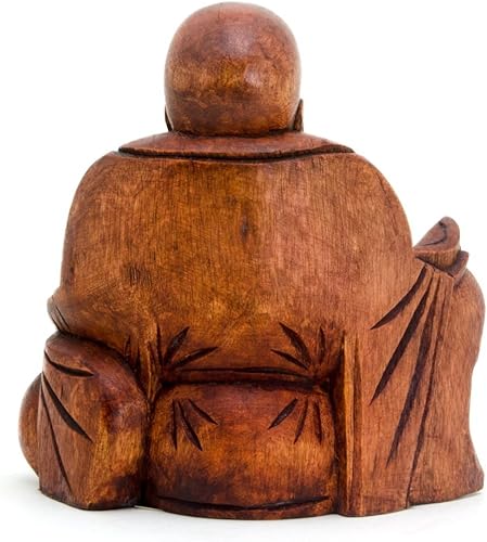 Vista 11 de OMA Estatua de Buda Escultura de Buda de madera maciza tallada Buda feliz Buda riendo FEDERAL (TM)