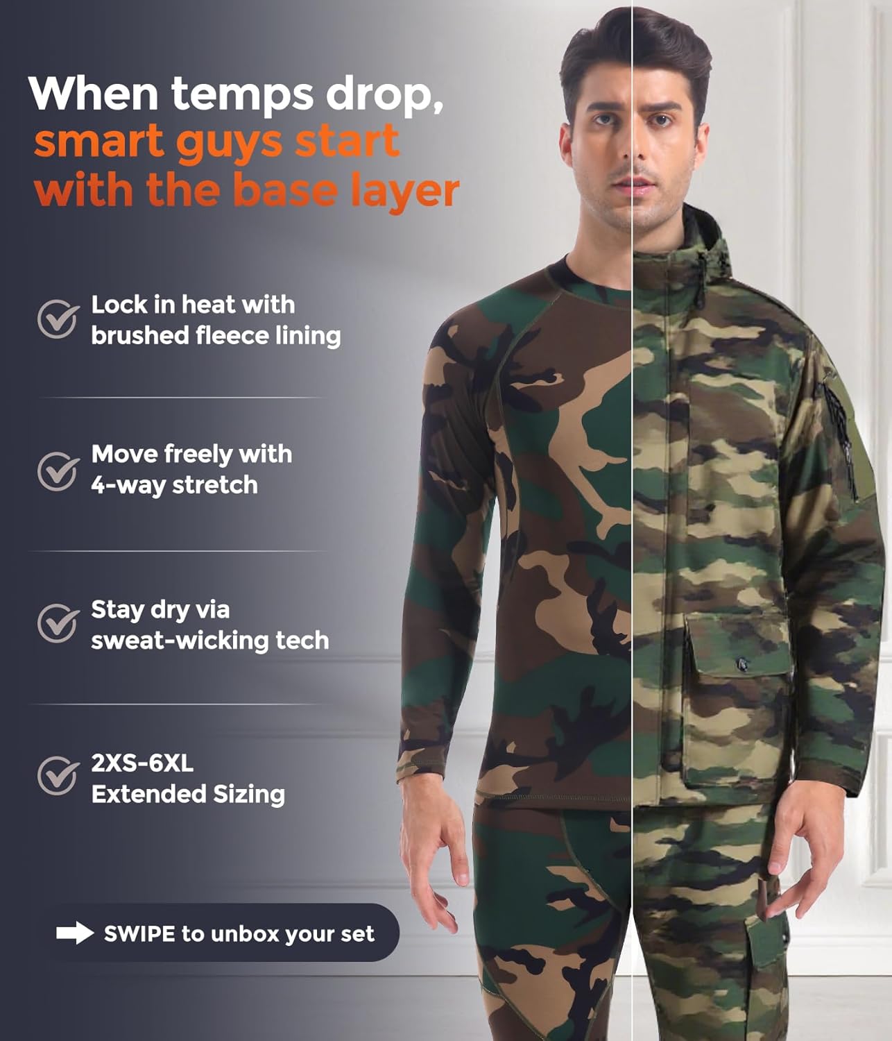 CL convallaria Thermal Underwear Long Johns Set Mens Winter Gift Hunting Gear Sport Base Layer Bottom Top - Image 4