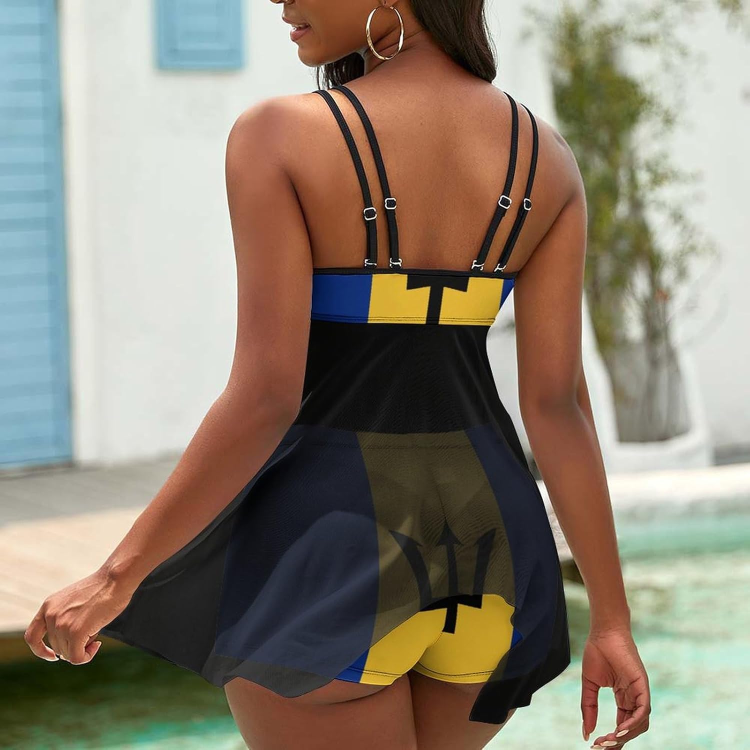 Linkasi Texas Flag Women's Thong Bikini Swimsuit Sexy Backless Halter Neck One-Piece Swimsuit