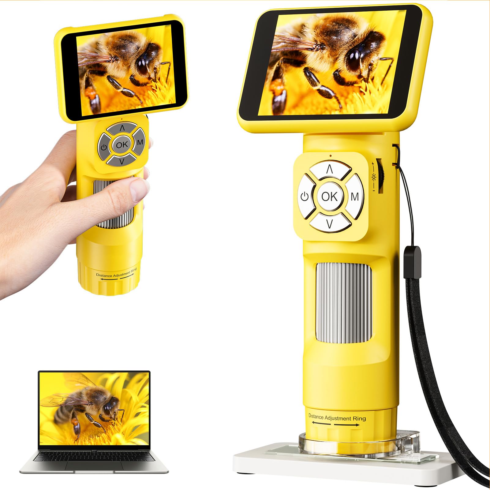 Microscopio Digital de Mano, Pantalla IPS de 2,8 Pulgadas, Aumento de 120X, 8 Luces LED, Lupa Portátil Recargable, Microscopio de Bolsillo con Pinzas para Diapositivas para Adultos y Niños