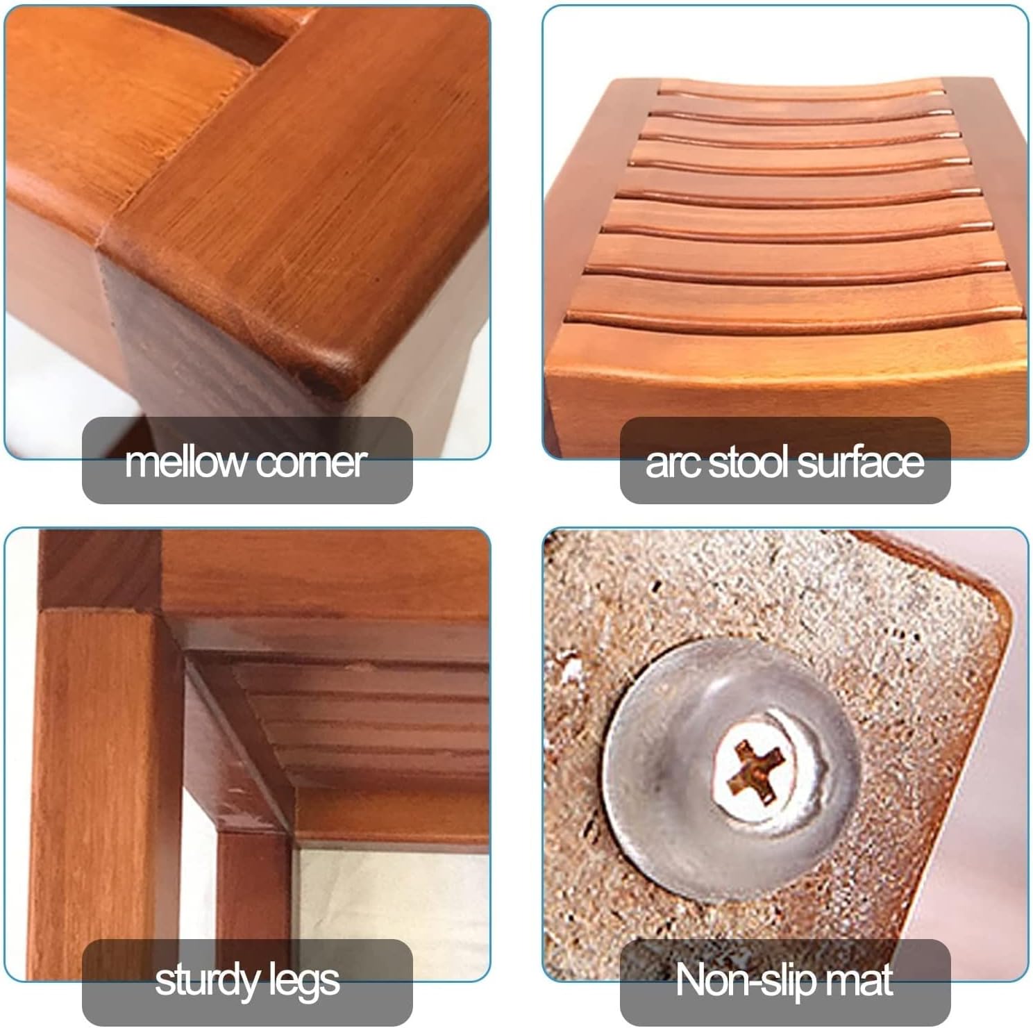 Seat Stool for Bathroom Wooden Bathroom Stool, Non-Slip Bath Bench Shower Stools to Sit On, Bearing 250kg Shower Stools Wooden Stool Works in Living Room/Bedroom/Garden Leisure