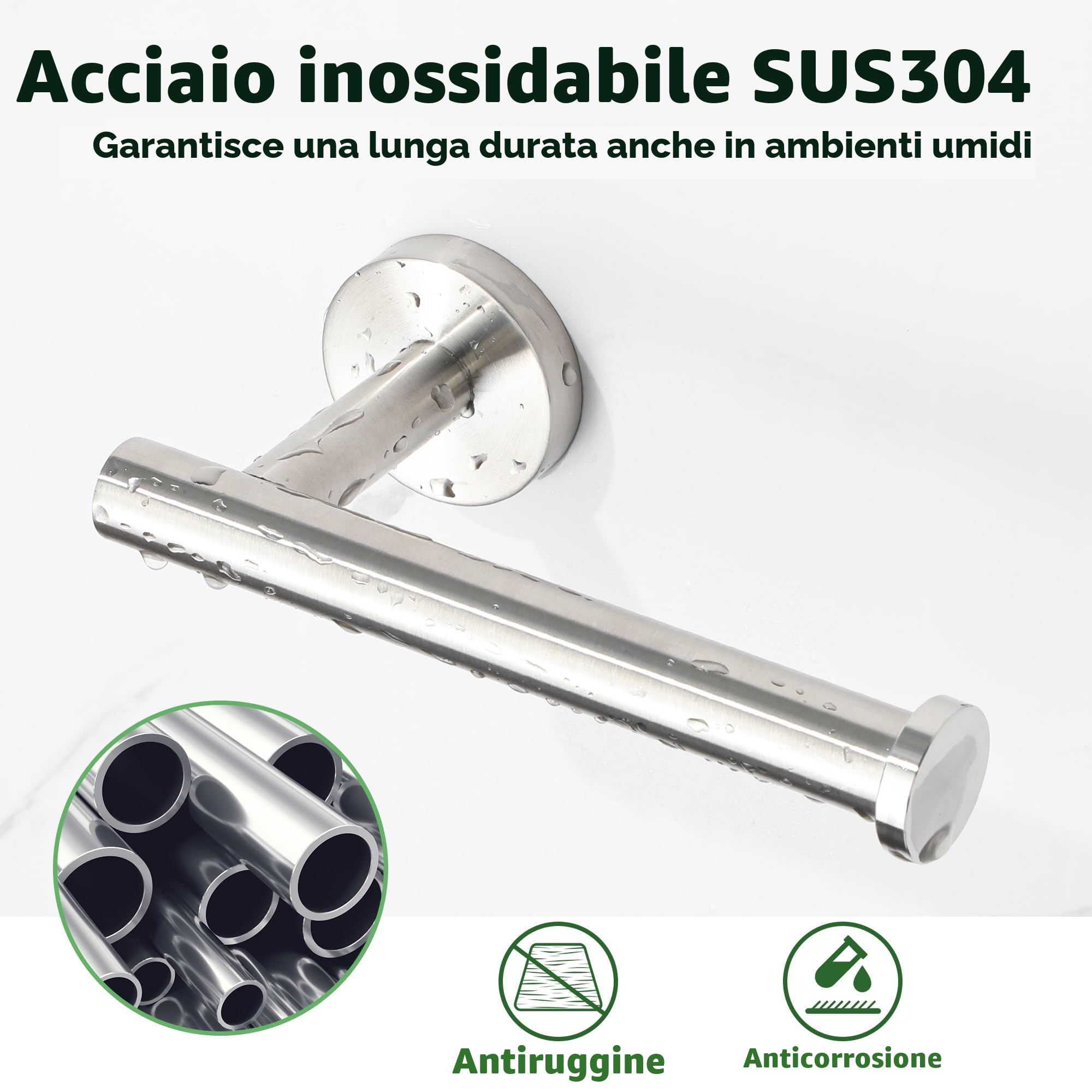 Sayayo Porta Carta Igienica Porta Rotolo Carta Igienica da Parete in Acciaio Inox 304 Portarotolo Carta Igienica da Muro per Cucina Bagno, Grigio Argento