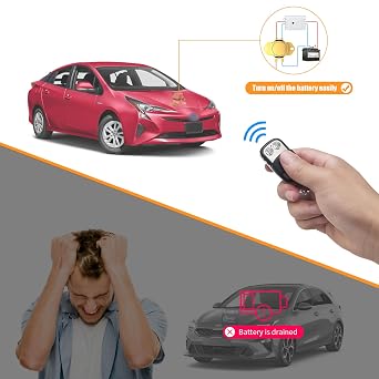 EKYLIN DC 12V Remote Battery Disconnect Switch Latching Relay Anti-Theft Car Auto On Off Solenoid Valve Terminal Master Kill Switch System