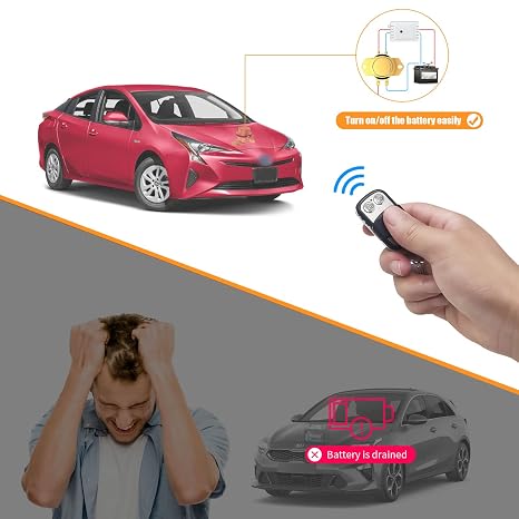 EKYLIN DC 12V Remote Battery Disconnect Switch Latching Relay Anti-Theft Car Auto On Off Solenoid Valve Terminal Master Kill Switch System