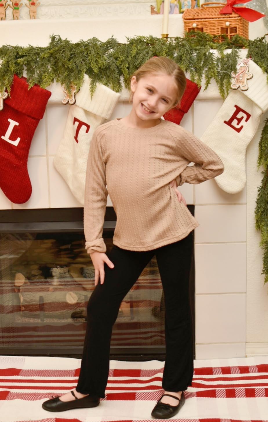 Arshiner Girls Raglan Long Sleeves Shirts Textured Knit Tops for Girls Casual Soft Kids Loose Blouse Tee - Image 3