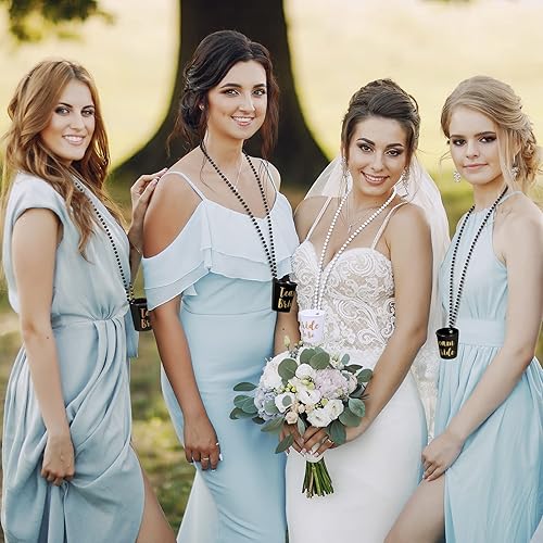 Miniatura 6 de Maitys 12 piezas de collar de cristal de chupito de novia con cuentas de plástico, lámina dorada para despedidas de soltera, fiestas nupciales Blanco