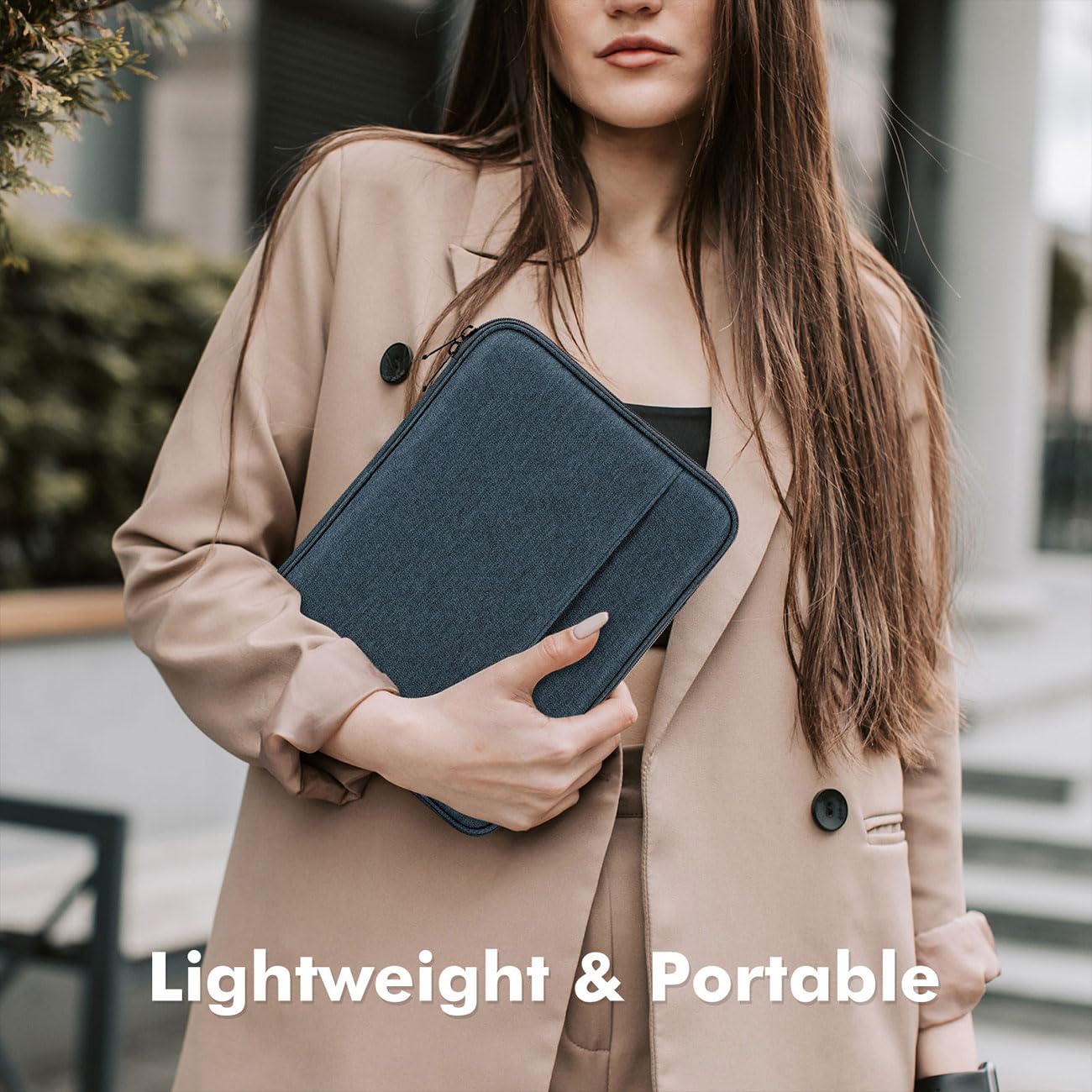 MoKo 9-11 Inch Tablet Sleeve, Protective Carrying Bag with Two Compartments Fits New iPad Air/Pro 11 inch 2024, iPad Air 5/4th 10.9, iPad 9/8/7th 10.2, iPad 10th 10.9, Tab S8/S9 11, Indigo