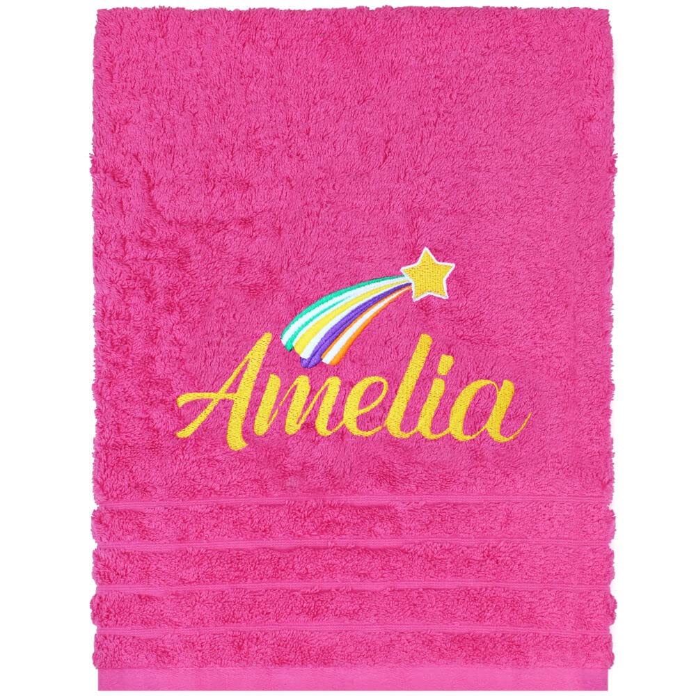 TeddyT's Personalised Shooting Star Pink Children's Hand Towel