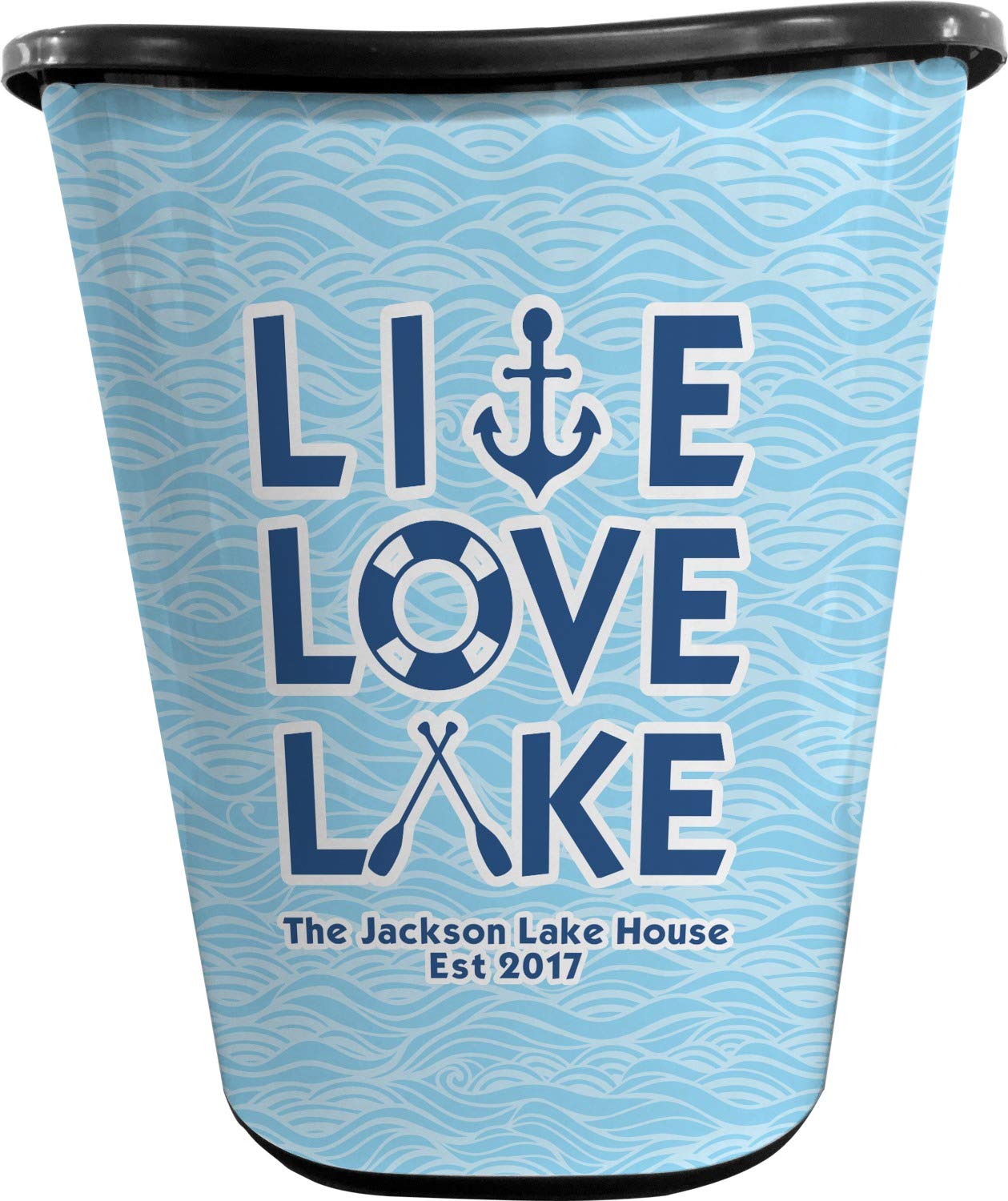 YouCustomizeIt Personalized Live Love Lake Waste Basket - Double Sided (Black)