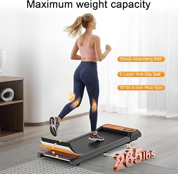 Compact Walking Treadmill Pad with 08% Incline | 4-in-1 Treadmill with handle,2.5HP, 270 lbs,Perfect for Running, Walking & Under-Desk Use,Quiet Operation for Home or Office