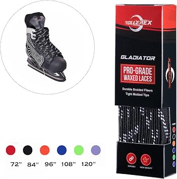 Rollerex 2-Pack, Glowrider 92A LED Light Up Wheels w/Bearings (UV Purple, 80mm) Gladiator Waxed Skate Laces (Jet Black, 72)