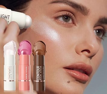 3-piece contouring set, highlighting and contouring trio, for a natural makeup finish (01)