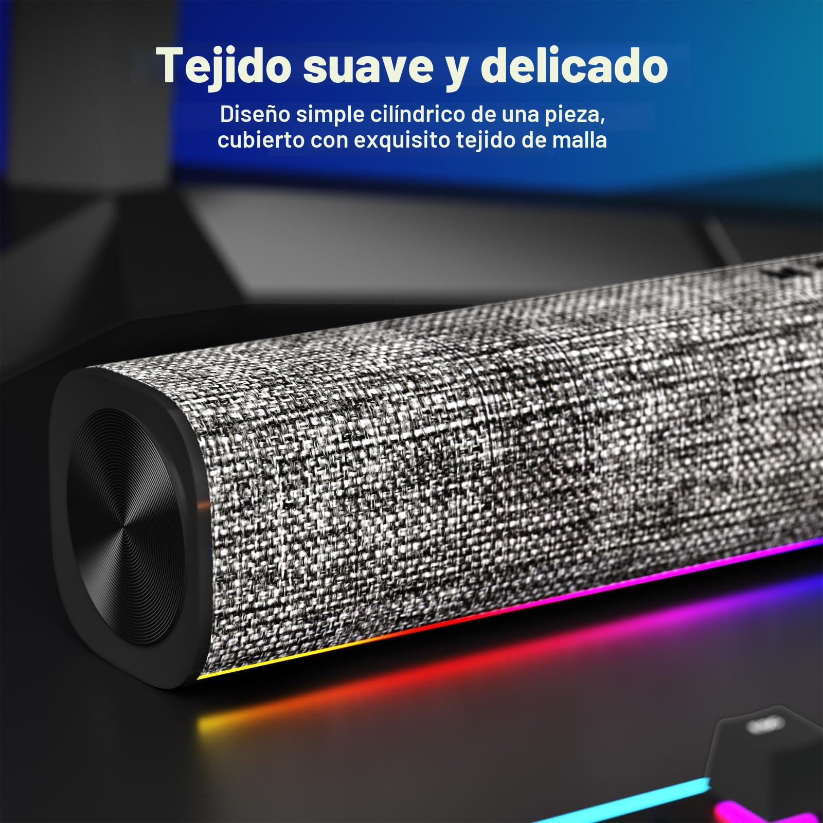 SOULION R100 Barra Sonido para PC/Ordenador Portátil con Bluetooth y iluminación Personalizable, Alimentación USB, para Ordenador, Portátil Móvil, Teléfonos
