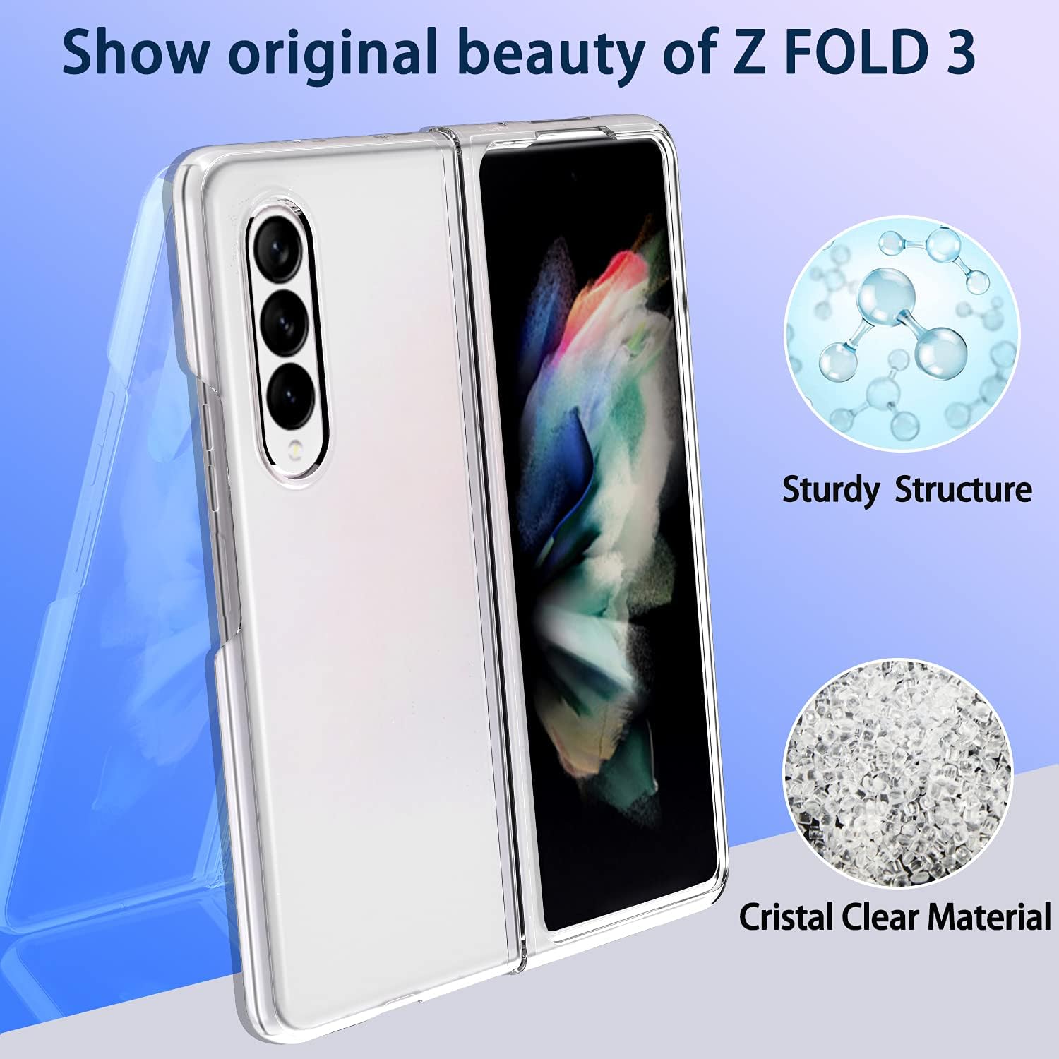 IMBZBK Shockproof Designed for Samsung Galaxy Z Fold 3 Case, Non-Yellowing, Hard PC Slim Cases Cover for Samsung Z Fold3 5G, Crystal Clear