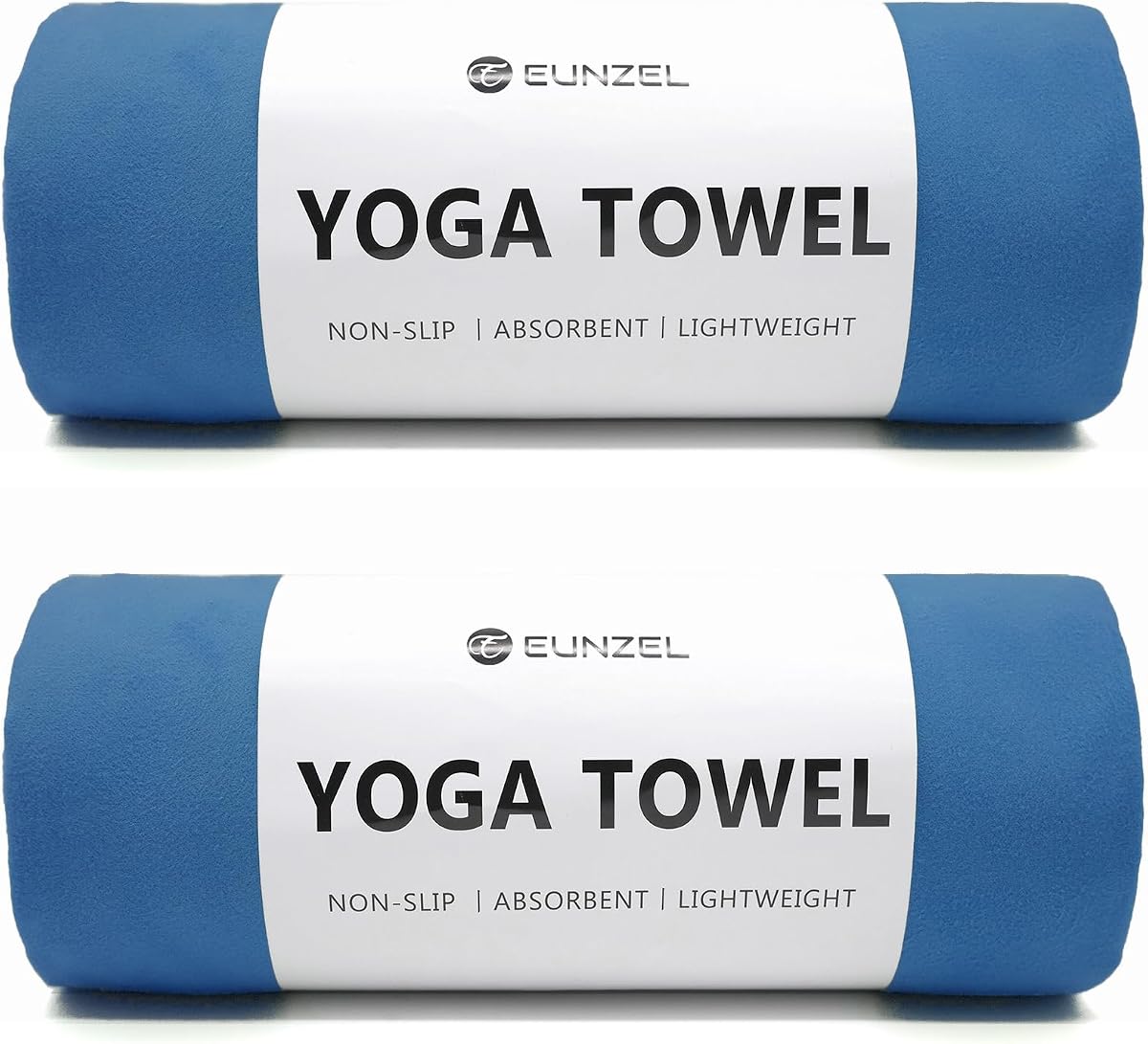 Eunzel Paquete de 2 toallas de yoga caliente antideslizante estera de yoga toalla antideslizante absorbente de sudor toalla de microfibra para yoga caliente, pilates y entrenamiento 72" x 26.5", azul marino