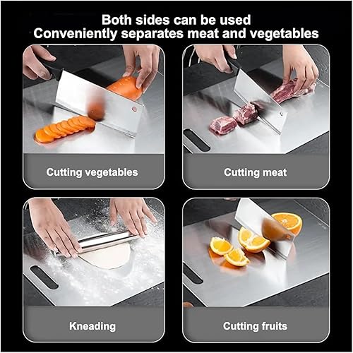 Miniatura 4 de Kitchen Cutting Boards Stainless Steel Chopping Board Panel Chopper Table Food Cutting Kneading Dough Board Kitchen Accessories(39x28cm)
