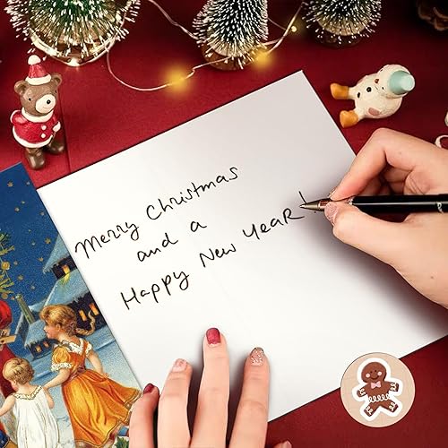 Miniatura 3 de Juego de 24 tarjetas de Navidad vintage de Papá Noel con sobres y calcomanías de sellado, paquete de tarjetas retro de Feliz Navidad (24 diseños, 1