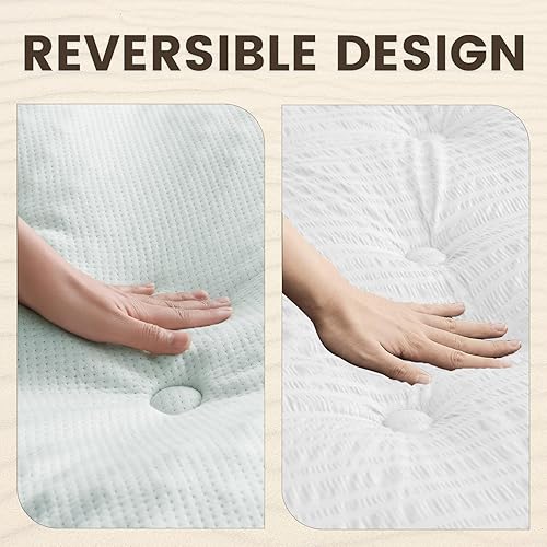 Miniatura 2 de QUIETSEA Protector de colchón reversible de bambú individual XL de espuma viscoelástica cubrecolchón de caja de huevos individual XL funda de