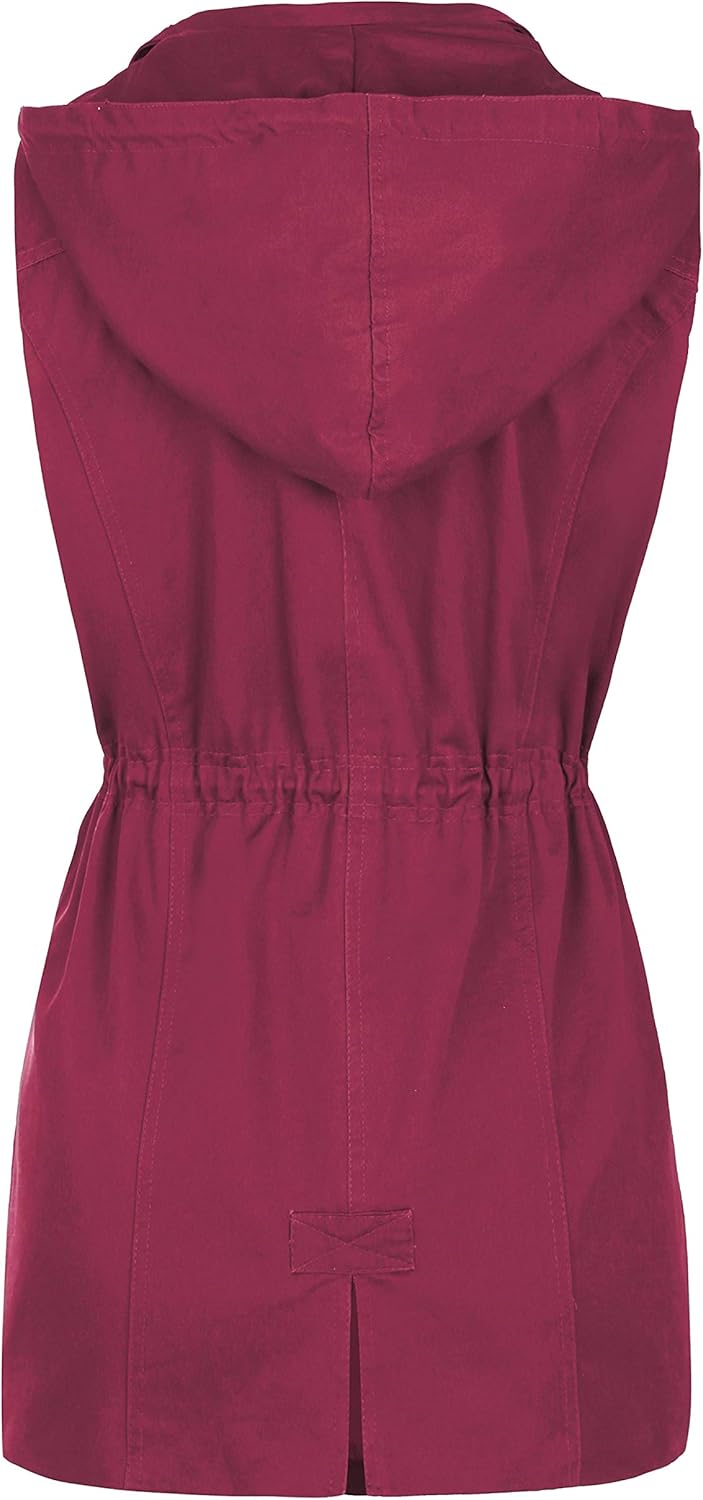 Twinklady Women's Sleeveless Lightweight Zip Up Military Safari Hood Anorak Jacket Vest : Sports & Outdoors