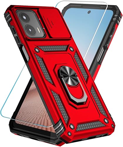 SunStory Funda para Motorola Moto G 5G 2023 con protector de pantalla HD, cubierta de cámara deslizante y soporte, grado militar Funda de teléfono